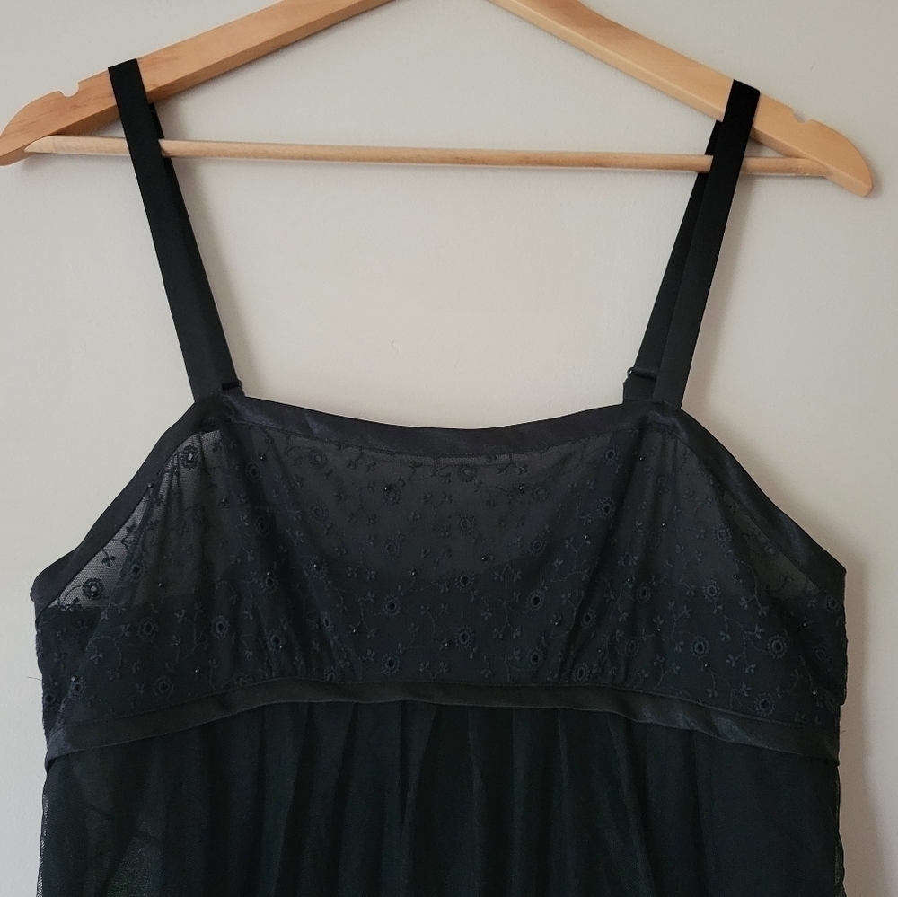 Vintage 90s Y2K Black Chiffon Babydoll Lingerie Slip Dress Grunge Punk - Picture 3 of 8